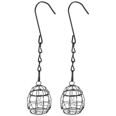 Garden Bird Hanging Cage Feeder Feeders Fodder Container for Birds Black Outdoors