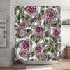 Pink Roses Printed Shower Curtain Waterproof Bathroom Decor Customizable Size Options For Home Decoration Various Sizes Availabl