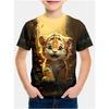 T-Shirts for Boys Cute Cartoon Tiger 3D Print Short Sleeves Graphic T Shirts Fun Children's Clothing Sporting Style Boys Clothes