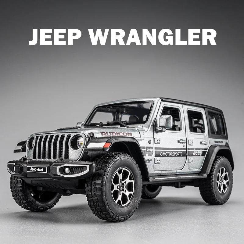 1/22 Jeeps Wrangler Rubicon Alloy Model Car Toy Diecasts Metal Casting Pull Back Sound and Light Car Toys for Children Vehicle