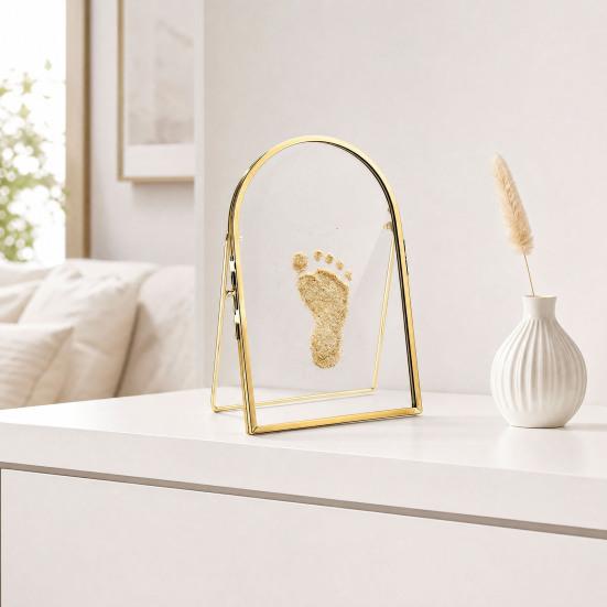 Baby Pet Keepsake Frame, DIY Sea Sand Newborn Baby Hand Footprint Kit, Metal Pressed Picture Frame, Floating Cat Dog Paw Print Display Kit