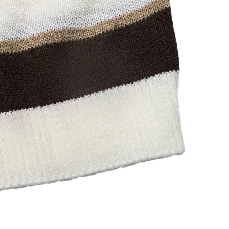 TEMU Europe 2026: American Retro Striped Knit Sweater - Loose Fit, Drop Shoulder, Long Sleeve, Round Neck.