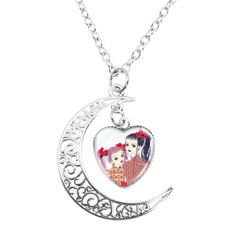 Anime Paradise Kiss Yukari Hayasaka Miwako Sakurada The Moon Necklace Glass Heart Shape Pendant Necklace Jewelry Charm Fans Gift