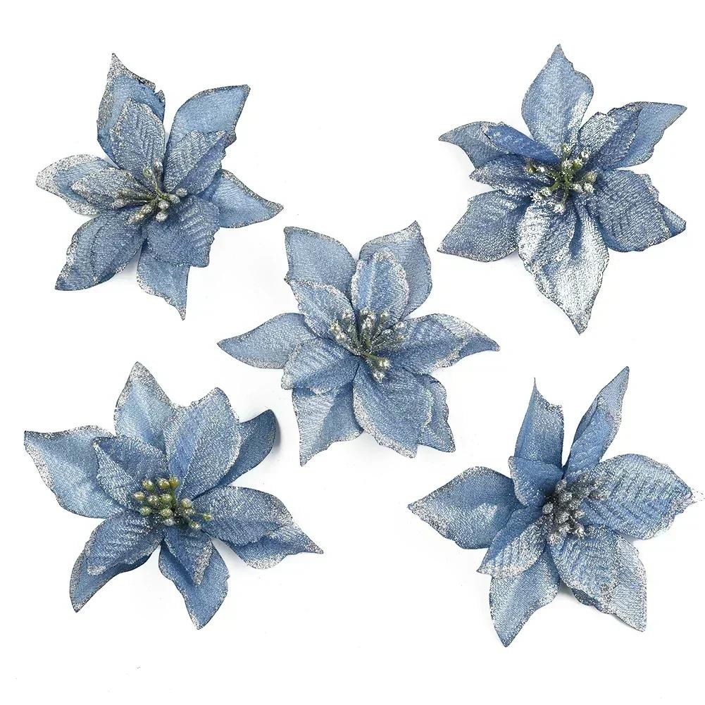 

Small 15cm Christmas Poinsettia Flowers with Gold Edges for Tree and Wreath Decoration Made of Non Woven Fabric for Seasonal Use