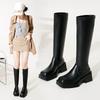 Fashion Platform Heel Knee High Boots Women Fashion Ladies Zipper Round Toe Knight Long Boots Autumn Winter Women's Shoes Footwear