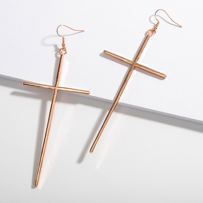 Europäische Mode Große Kreuz-Steckohrringe für Damen - Übertriebene Lange Hänge-Ohrringe Street Style