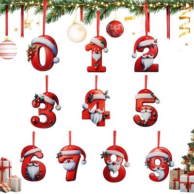 1 Pieza Número 0-9 Decoración Navideña 2D 8CM Letra Colgante Adornos para Árbol de Navidad para Decoración de Fiesta en Casa Regalo de Año Nuevo 2026 Navidad