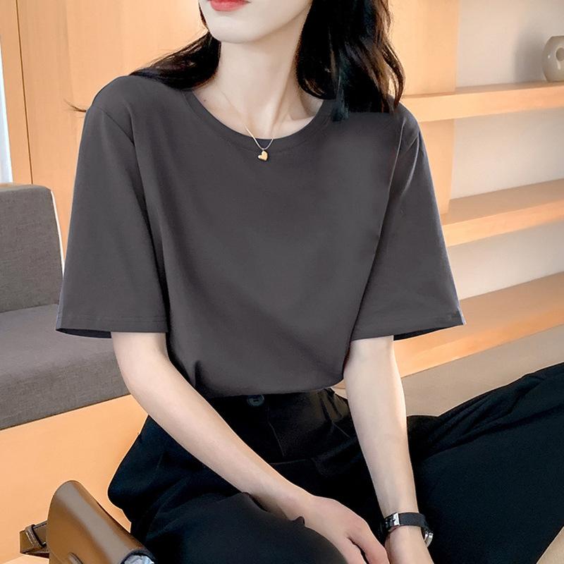 VEZFAA Damenmode Casual Sommer Frühling Kurzarm O-Ausschnitt Blusen & Hemden