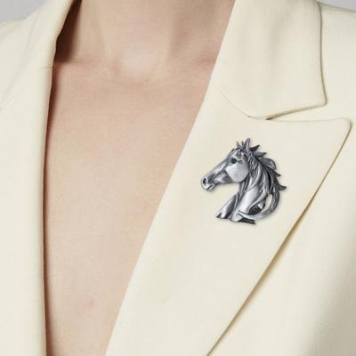 Alloy Horse Head Brooch Women Men Metal Horse Lapel Pin Animal Sweater Dress Suit Clothing Accessories Jewelry Gift