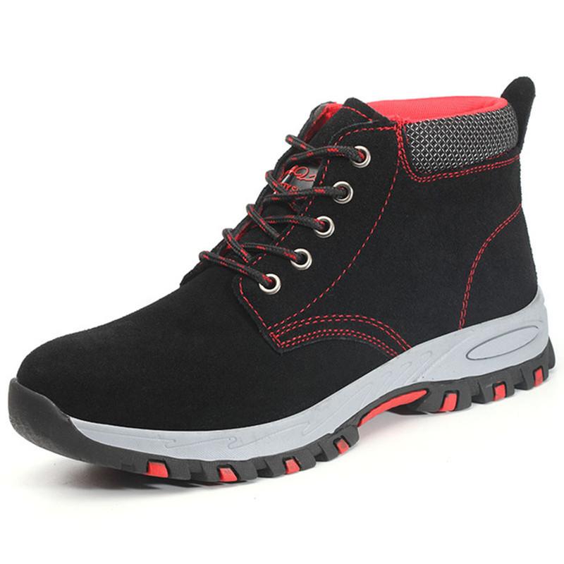 -107 Holfredterse For Mens High Top Martin Steel Toe Work Boots Cow Leather Suede Indestructible Anti-Smash Shoes