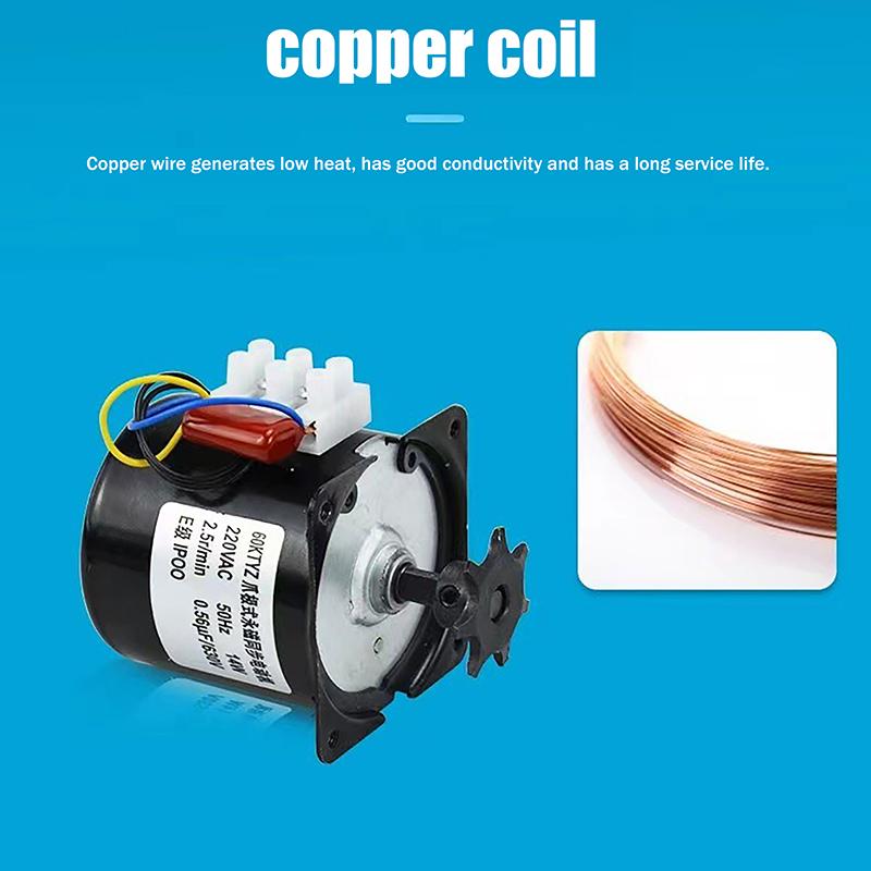 60Ktyz Claw Pole Permanent Magnet Synchronous Motor Ac220V 14W 50Hz Micro Gear Motor Low Speed 2.5R/Min For Automatic Incubator