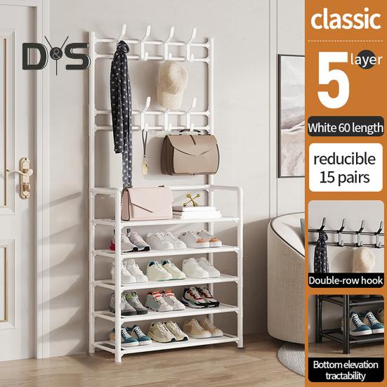 Multi-Layer Shoe Rack Doorway Clothes Hanger High Stability Simple Installation Shoes Shelf Floor-Standing Storage Rack