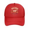 Rustic Running Horse Emblem Design Mesh Baseball Cap Polyester Forward Observations Hat Adjustable Golf Hat Summer