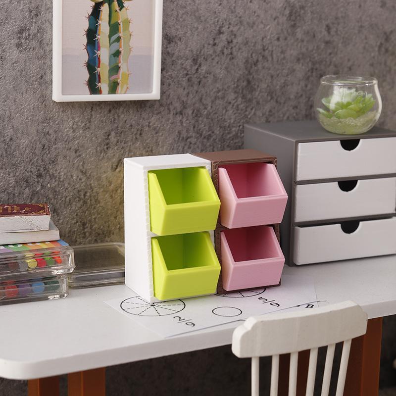 Miniature Storage Box Ornament 1/12 Dollhouse Mini Kitchen Food Basket Model Dolls House Decor Accessories Pretend Play Toy