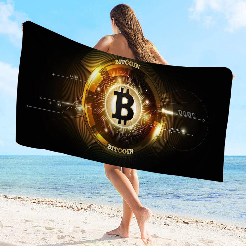 

Bitcoin Towel Microfiber Beach Towel Absorbent Quick dry Soft Yoga Swimming Resort Mountain Climbing Towel W30*H60(CM)