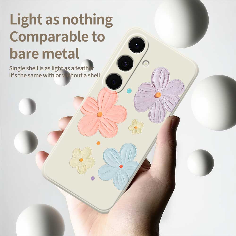 For Samsung Galaxy S25 FE Case Four Color Flowers Pattern Printing Straight Edge TPU Phone Back Cover