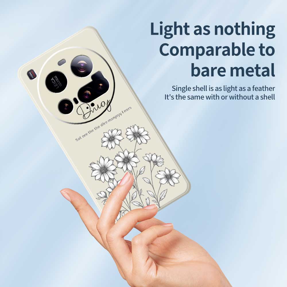 For Xiaomi 15 Ultra Case Sketch Flowers Pattern Printing Straight Edge TPU Phone Back Cover