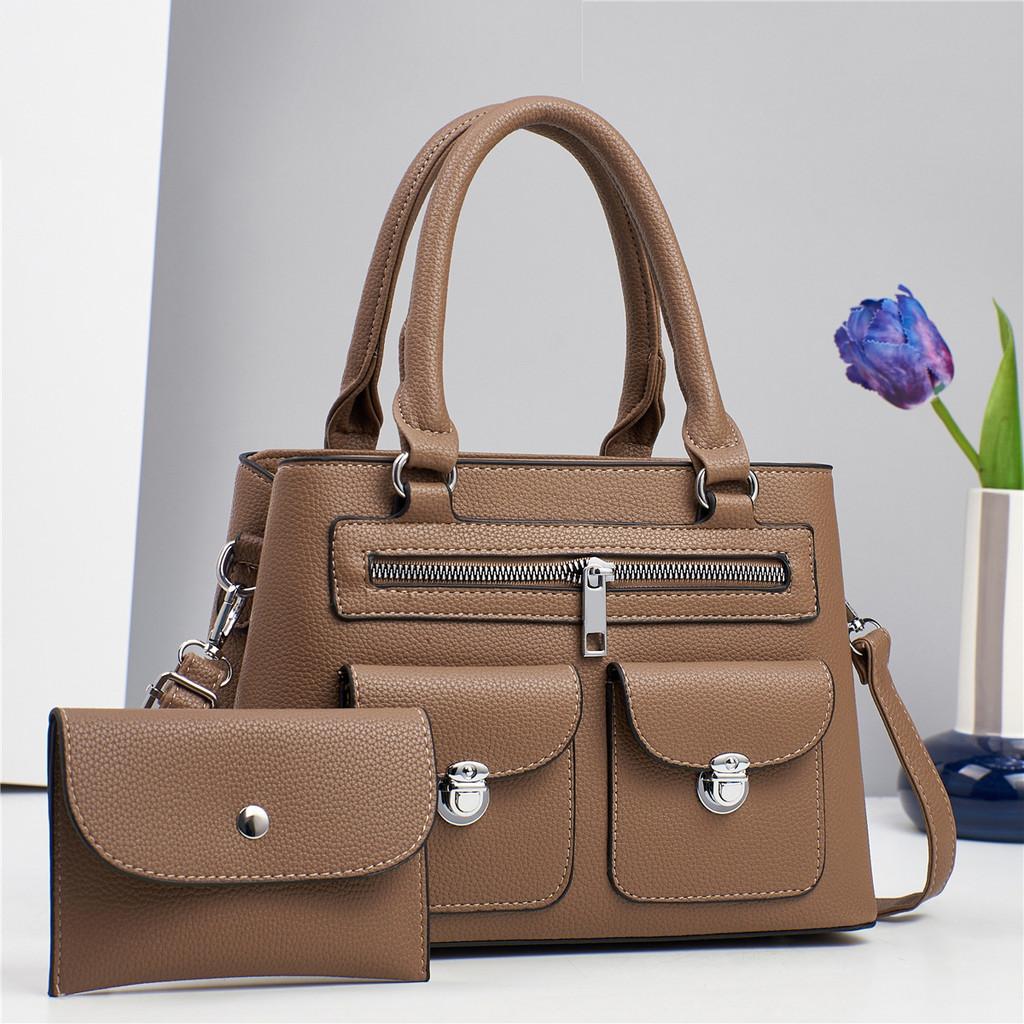 Simple Style Large Capacity Pu Tote Bag With Inner Pockets For Women