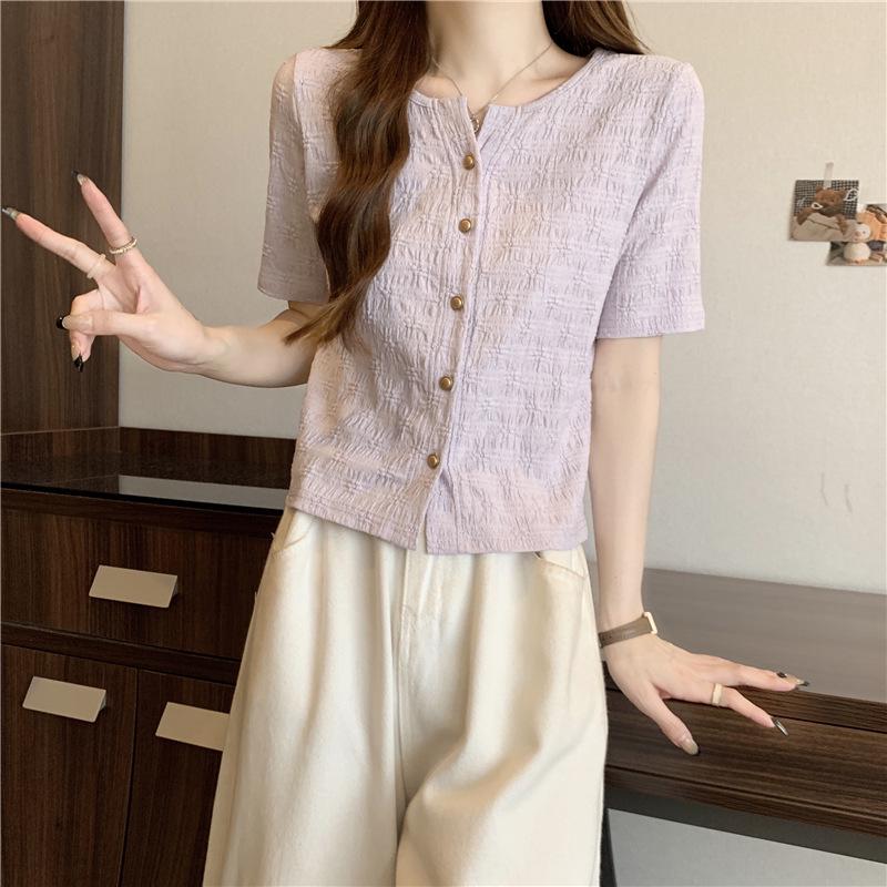 Women's Round-Neck Short-Sleeve Shirt - Korean Design (Summer 2024)