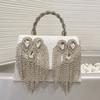 Studded Evening Clutch With Tassel Detail PU Leather Chain Shoulder Bag Women