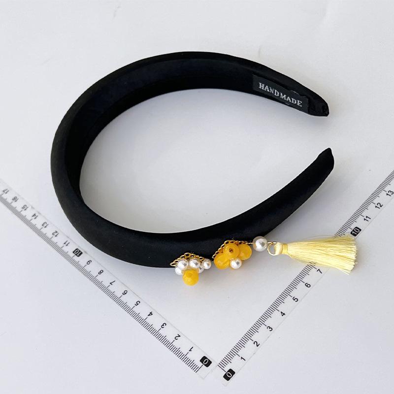 Elegant Chinese-Style Tassel Flower Headband: Delicate Designs for Everyday Wear жёлтый
