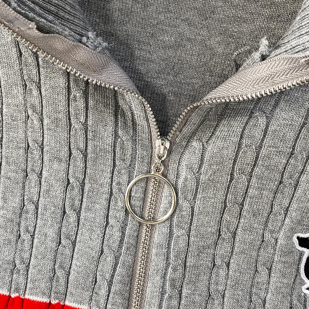 Faionable Knitted Embroidered Striped Set High Waist Wide Leg Pants Zipper Jaet for Women Autumn Season Casual Wear