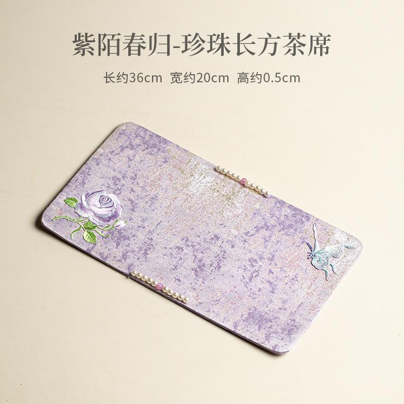 Purple Tapestry Tea Table Mats Retro Absorbent Clay Tea Mat Drink Coaster Dinner Table Cloth Mat Tableware Supplies Collection