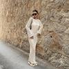 2024 Women's European & American Knitted Beach Dress: Hollow Out, Solid Color, Sexy Backless, Tie-Up, Long Sleeve Maxi Dress & Bikini Cover-Up