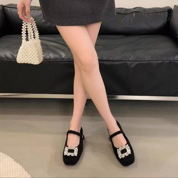 

Mary Jane women s shoes inner height increase with skirt fluffy shoes women wear velvet single shoes women 40 чорний