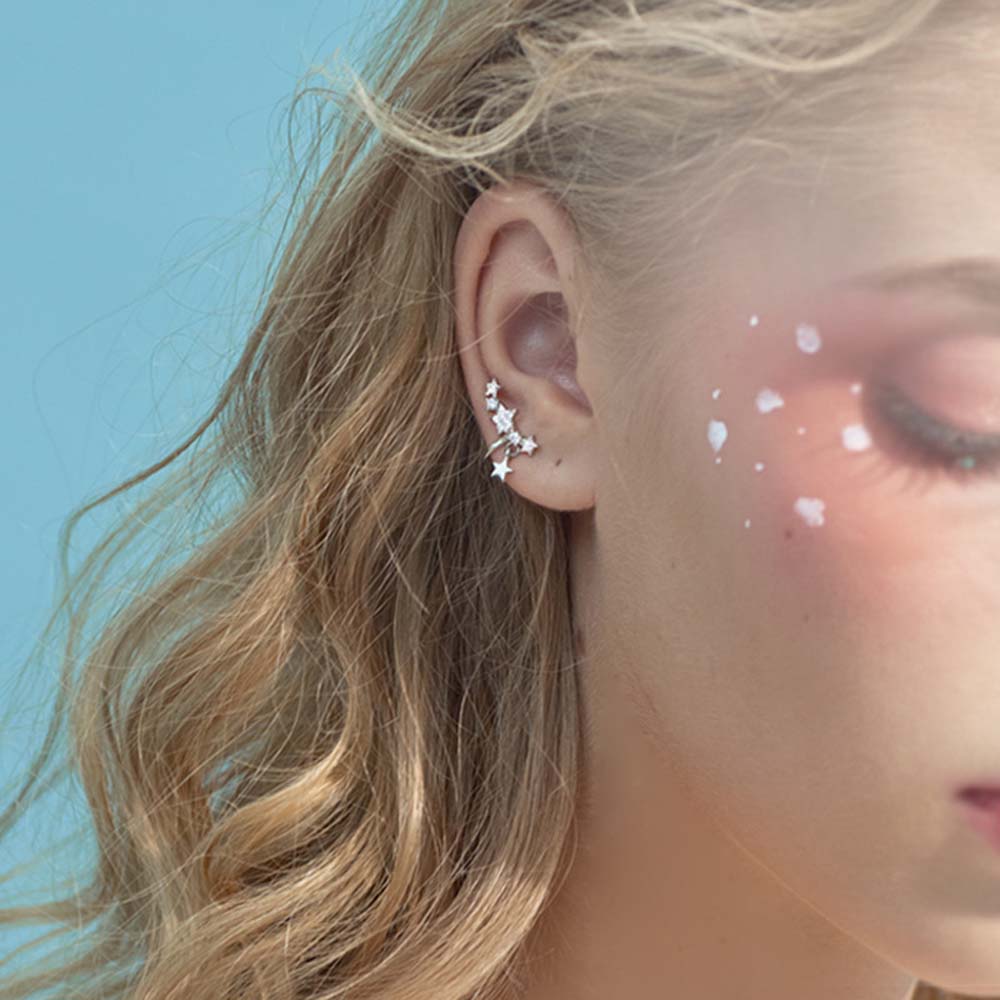 Tide Wild Gypsophila Women Korean Tassel Star Clip Earrings Ear Clip Fashion Jewelry Ear Cuff