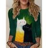 Artistic Landscape Painting Pattern, Slim Fit, Casual Round Neck, Long Sleeves, Everyday Creative Oil Painting Design Pattern.