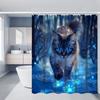 4Pcs Enchanted Cat Shower Curtain Set with Non-Slip Bath Mat, Toilet Lid Cover, Contour Rug & 12 Hooks, Bathroom Decor