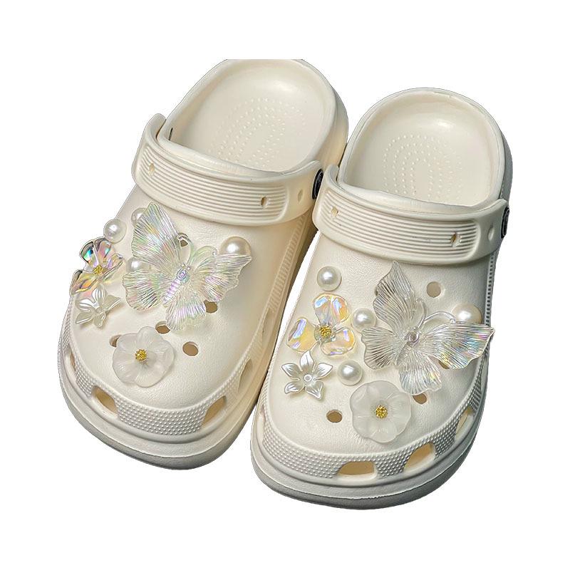 Crystal Butterfly Pearl Shoe Buckles for Summer Clogs
