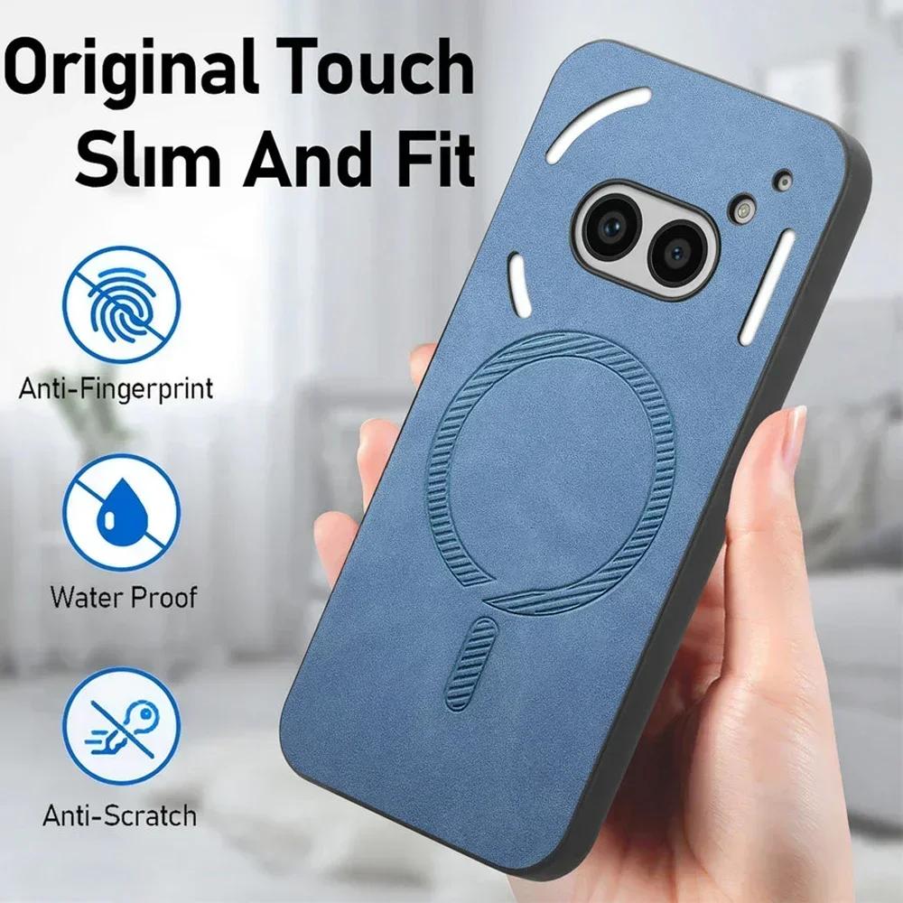 For Magsafe Leather Case for Nothing Phone 2A Plus Matte Shockproof Magnetic Wireless Charging Phone Protection Cover for Nothing CMF Phone 2Pro 1
