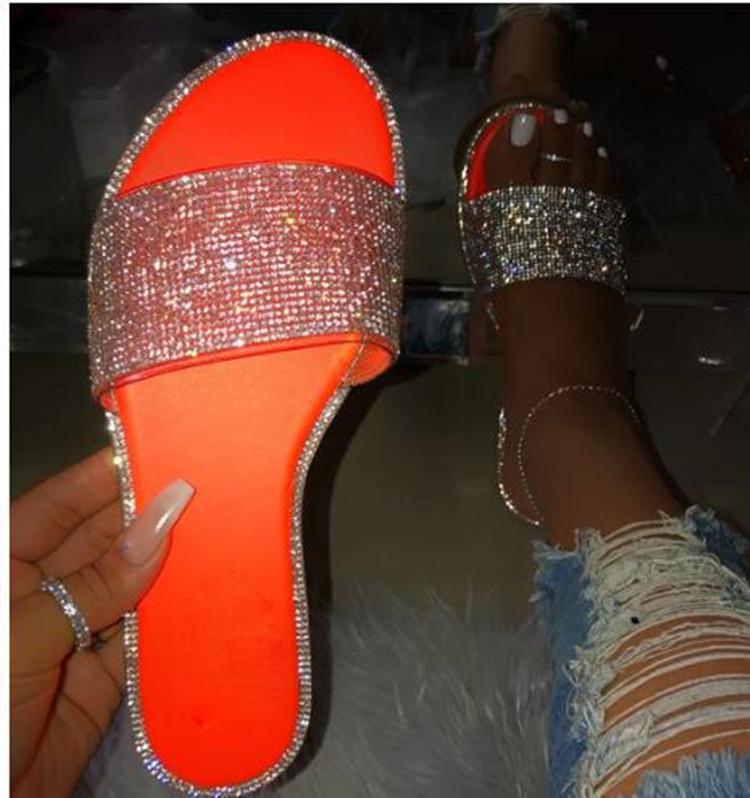 

Summer word drag flat bottom rhinestone female cool 43 помаранчевий