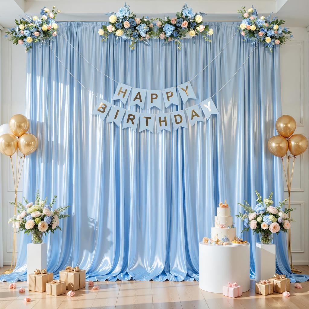 1 Stück Gold Satin Hintergrundvorhang Faltenfrei Glitzernde Vorhänge für Hintergründe, Kulisse für Hochzeit Baby Geburtstage Party