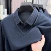 Long Sleeve Polo Men's Winter Minimalist Casual Versatile Loose Fit T-Shirt