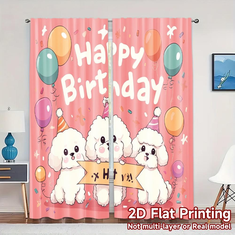 2pcs, 2D FLAT PRINTING Curtains (Without Rod) PuppyCelebration Popular Minimalist Curtains Versatile 100% Polyester Curtains