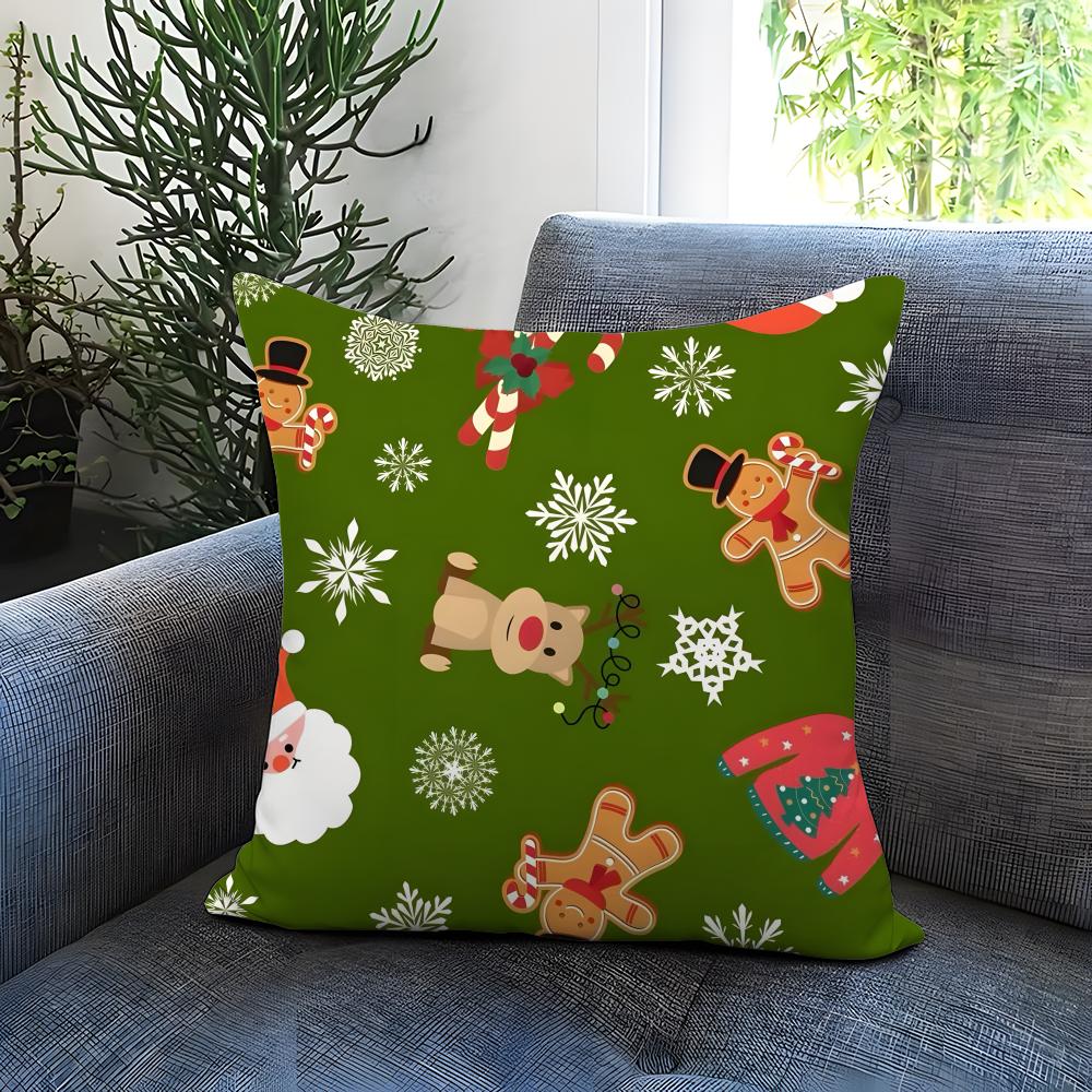 Merry Christmas Cushion Cover Comfortable Reversible Pillow Cover Ideal For Car Sofa Bedroom & Beyond
