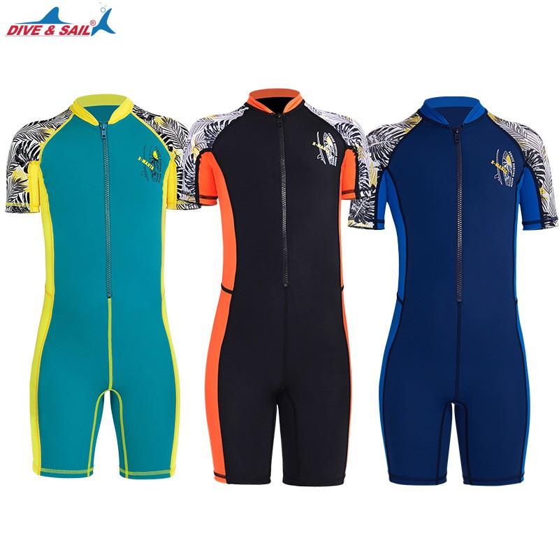 Children's Swimsuit Boys One-piece Short-sleeved Swimming Trunks Sun-proof Quick-drying Breathable Comfortable Snorkeling Surfing