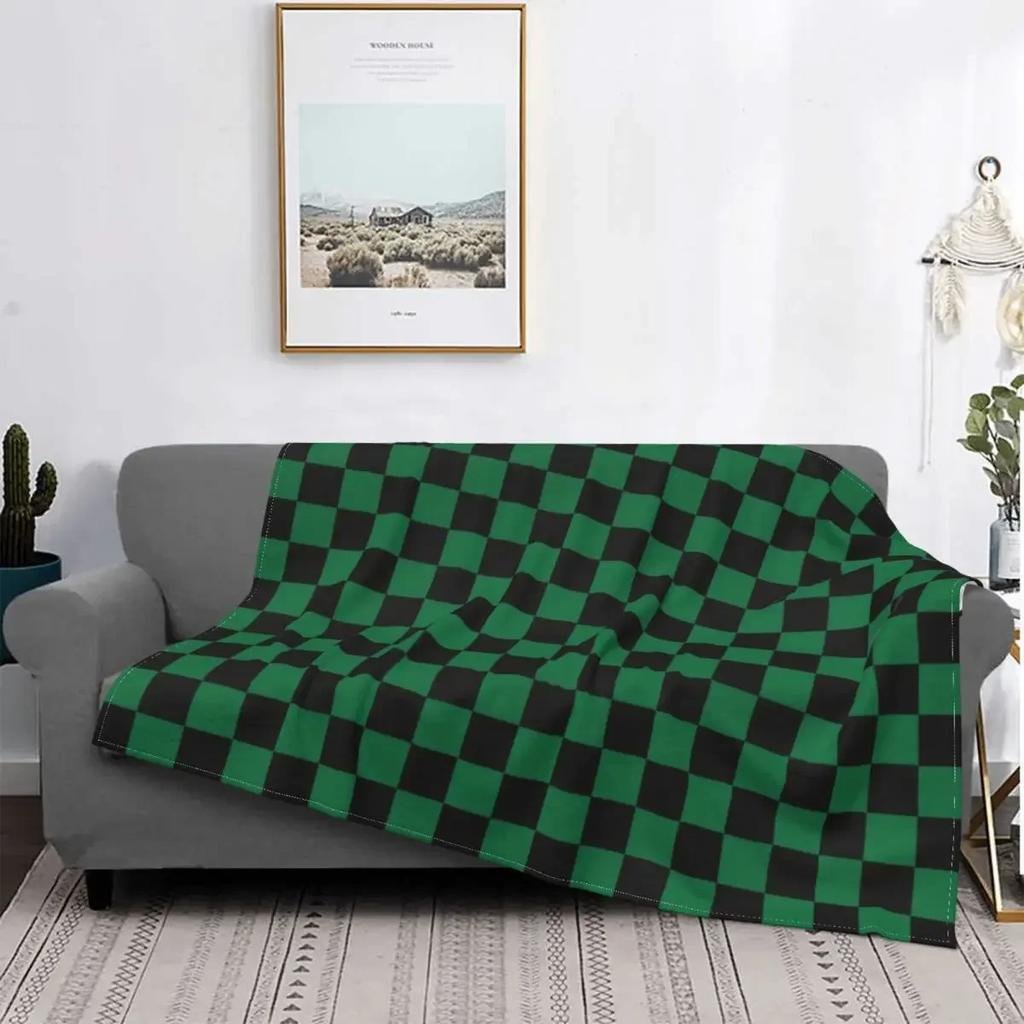 Black And White Checkerboard Pattern Blanket Comfortable Soft Flannel Autumn Geometric Tartan Throw Blanket for Sofa Car Bedroom