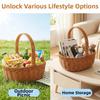 with Handle Imitation Rattan Basket Large Capacity Picnic Basket Handmade Basket  Grocery Shopping