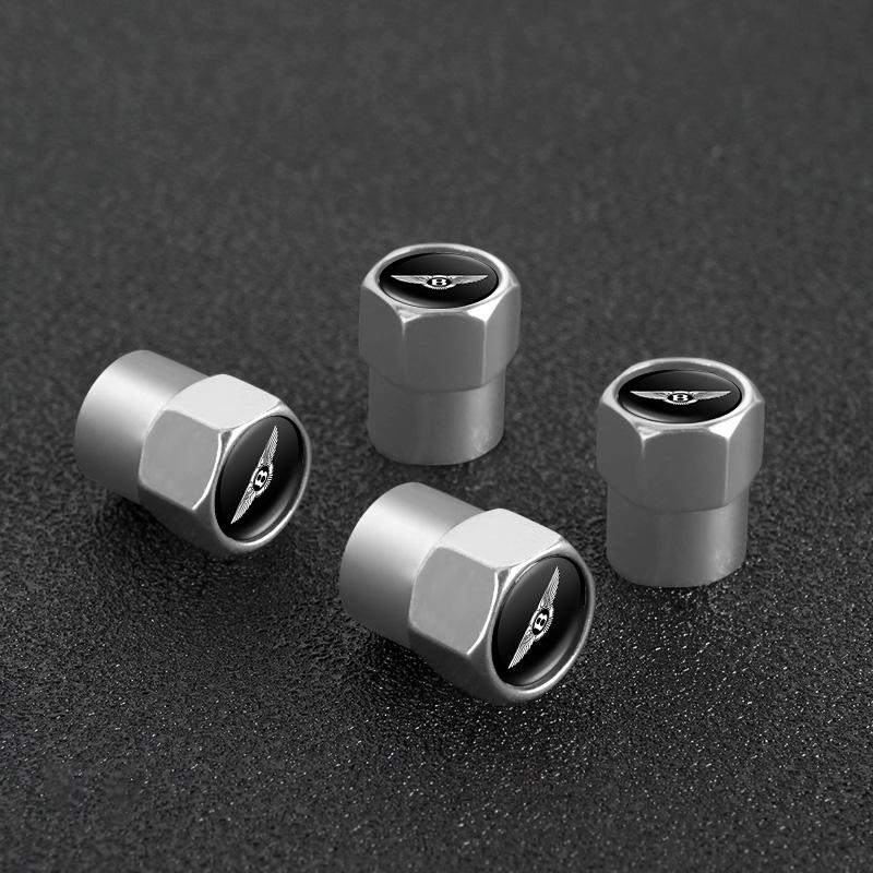 4Pcs Metal Car Wheel Tire Valve Stem Cover Dustproof Decorative Cap For New Bentley Flying Spur Continental GT Bentayga Mulsanne