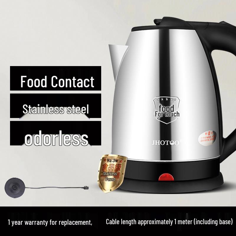 

Електричний чайник з нержавіючої сталі з автоматичним вимкненням живлення та ізоляцією для домашнього або гуртожитського використання