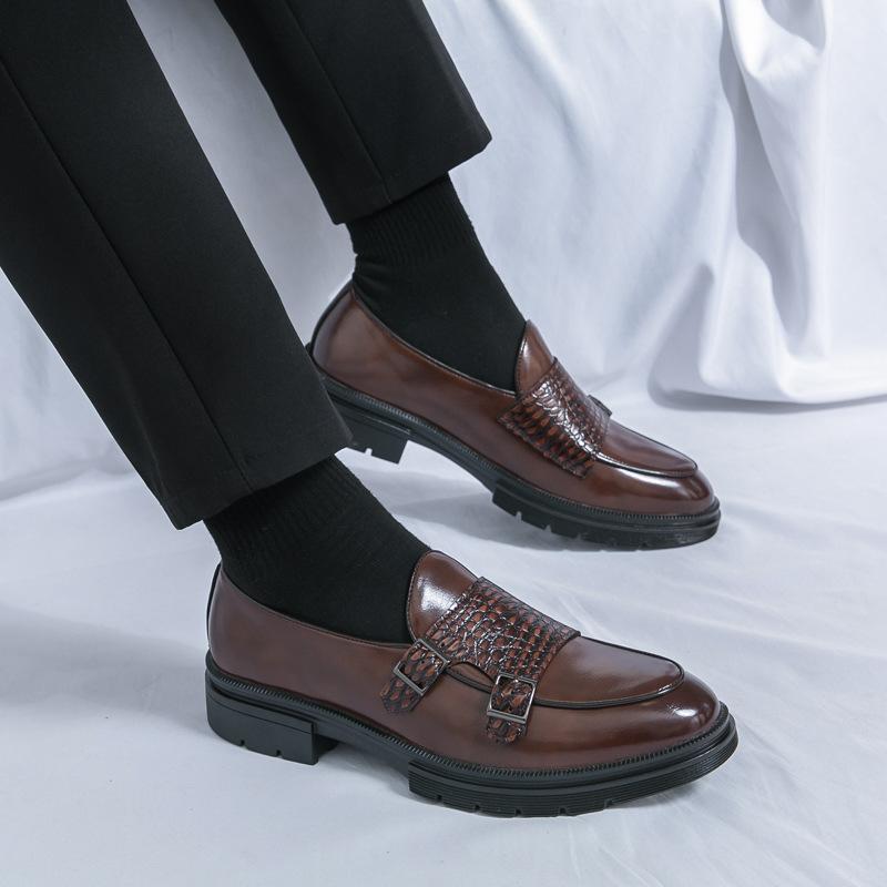 2025 spring and autumn new large size Monk shoes men's double buckle leather shoes size 46 business dress men's shoes