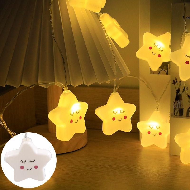 Rainbow Cloud LED Star String Lights for Kids' Room & Festival Decor