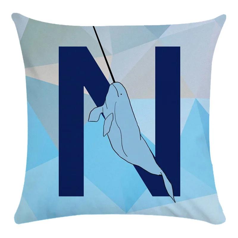 Animal Print Pillowcase Cushion Cover Super Soft Peach Skin  Fashion Blue Letter