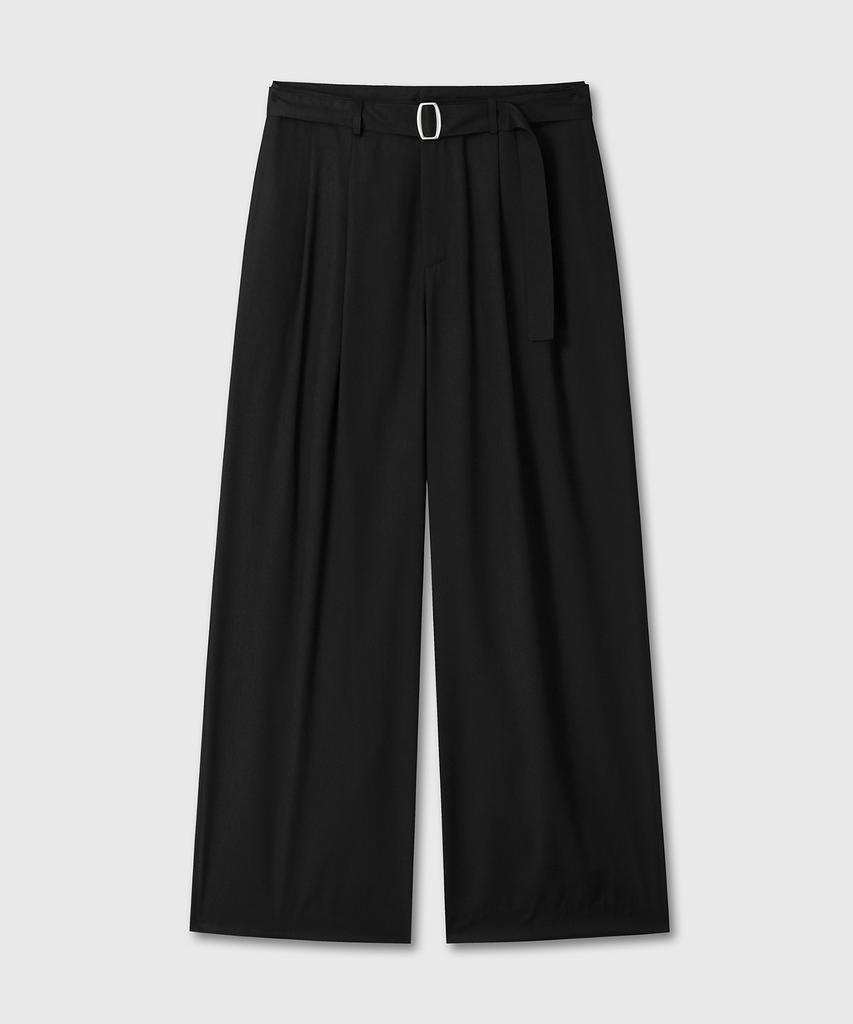 Daibeuin Loosed Belted Wide Slacks (Black)