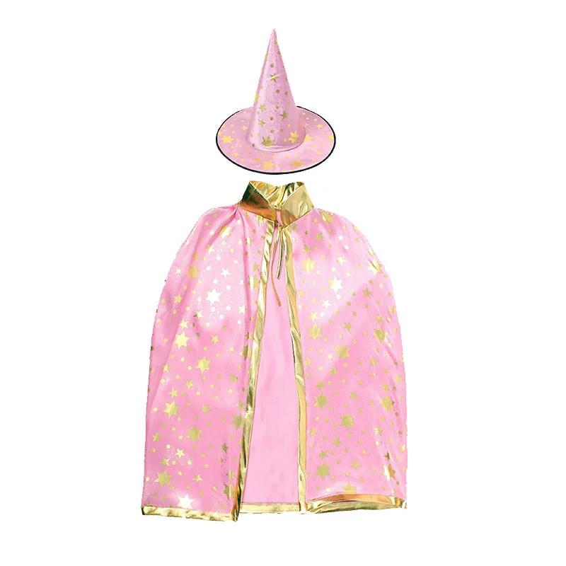 Halloween Cloak Boys and Girls Cos Witch Cloak Makeup Ball Five Star Cloak Hat Set Cosplay Cool Cute Costume Halloween Perform