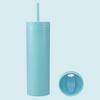 1 Set 450ml Colored Plastic Tumbler Anti-dropping Straw Double Layer Juice Coffee Straw Cup for Home